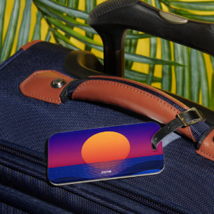 Personalisiertes Luggage-Tag mit lila Sonnenunterg Gepäckanhänger
