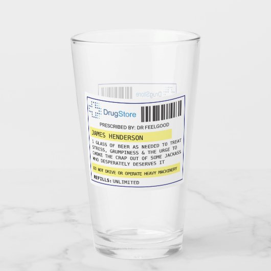 Personalisiertes, lustiges Bier-/Apfelglas Glas (Rückseite)