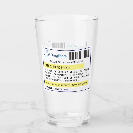 Personalisiertes, lustiges Bier-/Apfelglas Glas (Vorderseite)