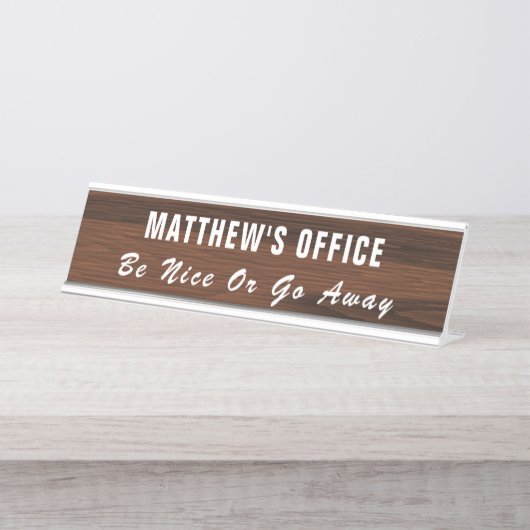 Personalisiertes, lustiges Office-Zeichen Schreibtischnamensplakette (Vorderseite )