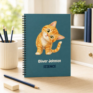 Personalisiertes Lustiges Orange Katze Dunkles Tea Notizblock