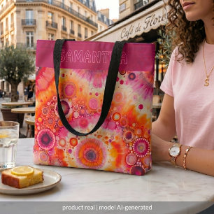 Personalisiertes lustiges orange-rosafarbenes Bati Tasche