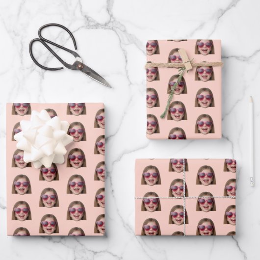 Personalisiertes Lustiges Pfirsich-Benutzerfoto Geschenkpapier Set (Vorderseite)