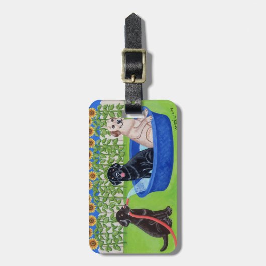 Personalisiertes lustiges Pool-Party Labradors Gepäckanhänger (Vorderseite vertikal)