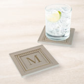 Personalisiertes Luxus-Monogramm Glasuntersetzer (Schrägansicht)