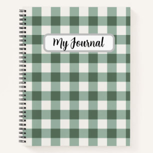 Personalisiertes Luxus-Salbei-Grüner Gingham-Notiz Notizblock