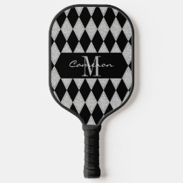Personalisiertes Luxus Schwarz und Diamanten Muste Pickleball Schläger