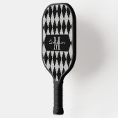 Personalisiertes Luxus Schwarz und Diamanten Muste Pickleball Schläger (Links)