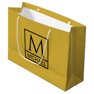 Personalisiertes M Gold Geschenktasche mit Anfangs Große Geschenktüte