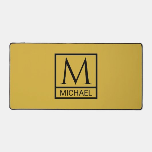 Personalisiertes M Gold Geschenktasche mit Anfangs Schreibtischunterlage (Vorderseite)