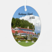 Personalisiertes Mackinaw Island Hotel Ornament Aus Metall (Vorderseite links)