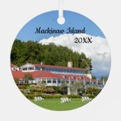 Personalisiertes Mackinaw Island Hotel Ornament Aus Metall (Rückseite)