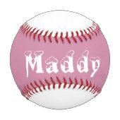 Personalisiertes Mädchen-Baseball in Rosa und Weiß Baseball (Vorderseite)