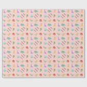 Personalisiertes Mädchen-Dinosaurier  Geschenkpapier (Flach)