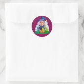 Personalisiertes Mädchen-Gesicht Runder Aufkleber (Tasche)