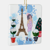 Personalisiertes Mädchen im Pariser Wintereiffeltu Keramikornament (Rechts)
