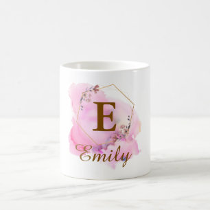 Personalisiertes Mädchen-Initial & Name Monogramm Kaffeetasse