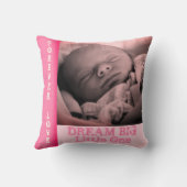 Personalisiertes Mädchen rosa Geburtsstunde Cushi Kissen (Rückseite)