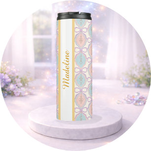 Personalisiertes Mädchen Rosa Pastell Blau Süße Sc Thermosbecher