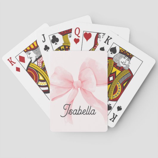 Personalisiertes Mädchen Rosa Schleife Spielkarten (Rückseite)