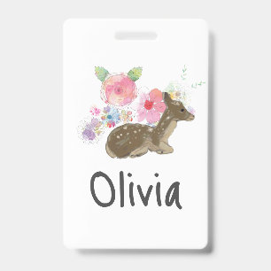 Personalisiertes Mädchen Rosa Wald Floral Ausweis