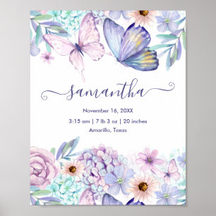 Personalisiertes Mädchen Schmetterling Florales Ge Poster