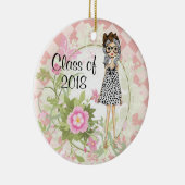 Personalisiertes Mädchen und Blume Abschluss Weihn Keramik Ornament (Rechts)