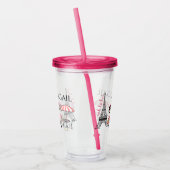 Personalisiertes Mädchen und Katze Eiffelturm Pari Acryltrinkbecher (Links)