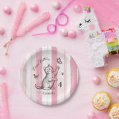 Personalisiertes Mädchen Vintage Rosa Kätzchen Geb Pappteller (Party)