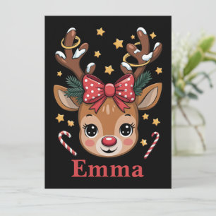 Personalisiertes Mädchen Weihnachten Rentiere Fami
