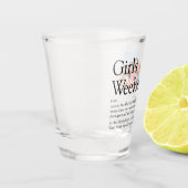 Personalisiertes Mädchen-Wochenende-Definitionsfot Schnapsglas (Links)