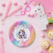 Personalisiertes Mädchengeburt-Einhorn Pappteller (Party)