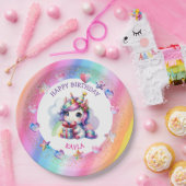 Personalisiertes Mädchengeburt-Einhorn Pappteller (Party)