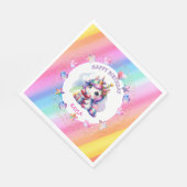 Personalisiertes Mädchengeburt-Einhorn Serviette (Ecke)