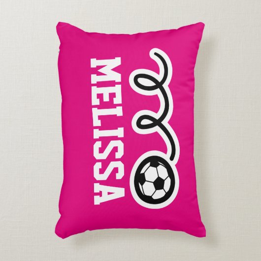 Personalisiertes Mädchenkissen mit niedlichem Fußb Zierkissen (Vorderseite(Vertikal))