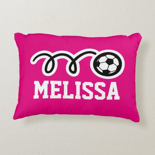 Personalisiertes Mädchenkissen mit niedlichem Fußb Zierkissen (Rückseite)