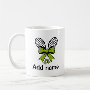 Personalisiertes Mädchentennis mit Bogen-Schlägern Kaffeetasse