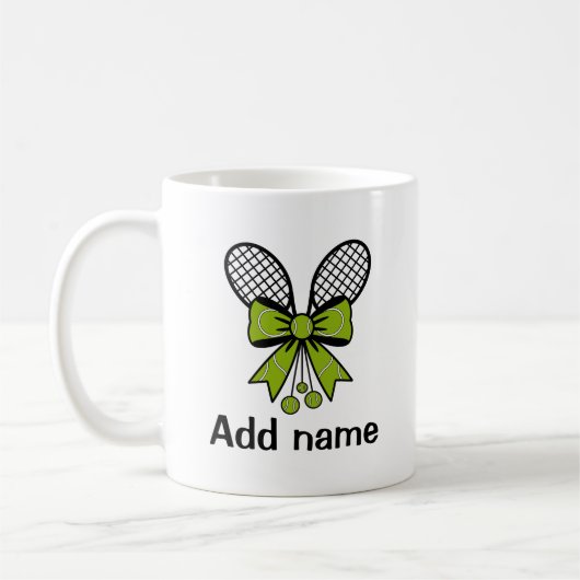 Personalisiertes Mädchentennis mit Bogen-Schlägern Kaffeetasse (Links)