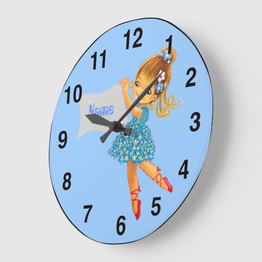 Personalisiertes Mädchenzimmer Ballerina Große Wanduhr (Winkel)