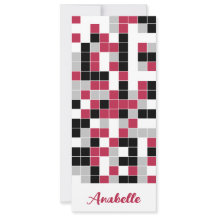 Personalisiertes Magenta-Lesezeichen mit roter Geo