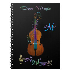 Personalisiertes magisches Musik-Bass-Notizbuch Notizblock