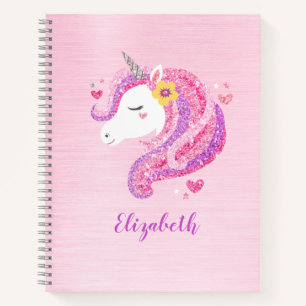 Personalisiertes magisches rosa Glitter-Einhorn-Ge Notizblock