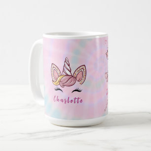 Personalisiertes Magisches Tie-Dye-Einhorn Coquett Kaffeetasse