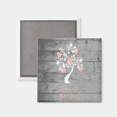 Personalisiertes Magnet des Herzens, rosa Baum (Vorderseite/Rückseite)