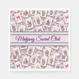 Personalisiertes Mahjong Rosa und Blau Serviette