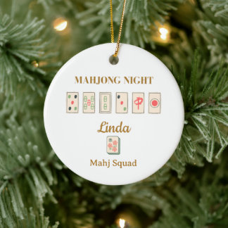 Personalisiertes Mahjong Weihnachten - Gruppenname Keramik Ornament