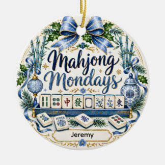 Personalisiertes Mahjong-Weihnachtsschmuck-Geschen Keramik Ornament