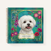Personalisiertes Malteser-Hund Teal-Notizbuch