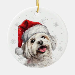 Personalisiertes Malteser-Hunde-Weihnachten Keramik Ornament