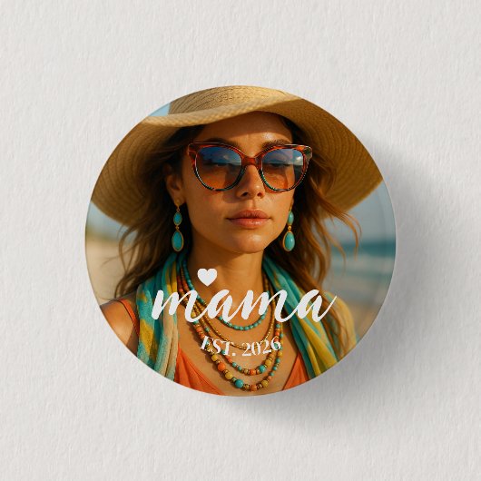 Personalisiertes Mama Est Jahr Benutzerdefiniertes Button (Vorderseite)